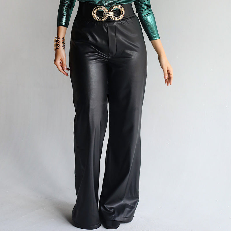 Violet Romance high shine faux leather pants in black | ASOS